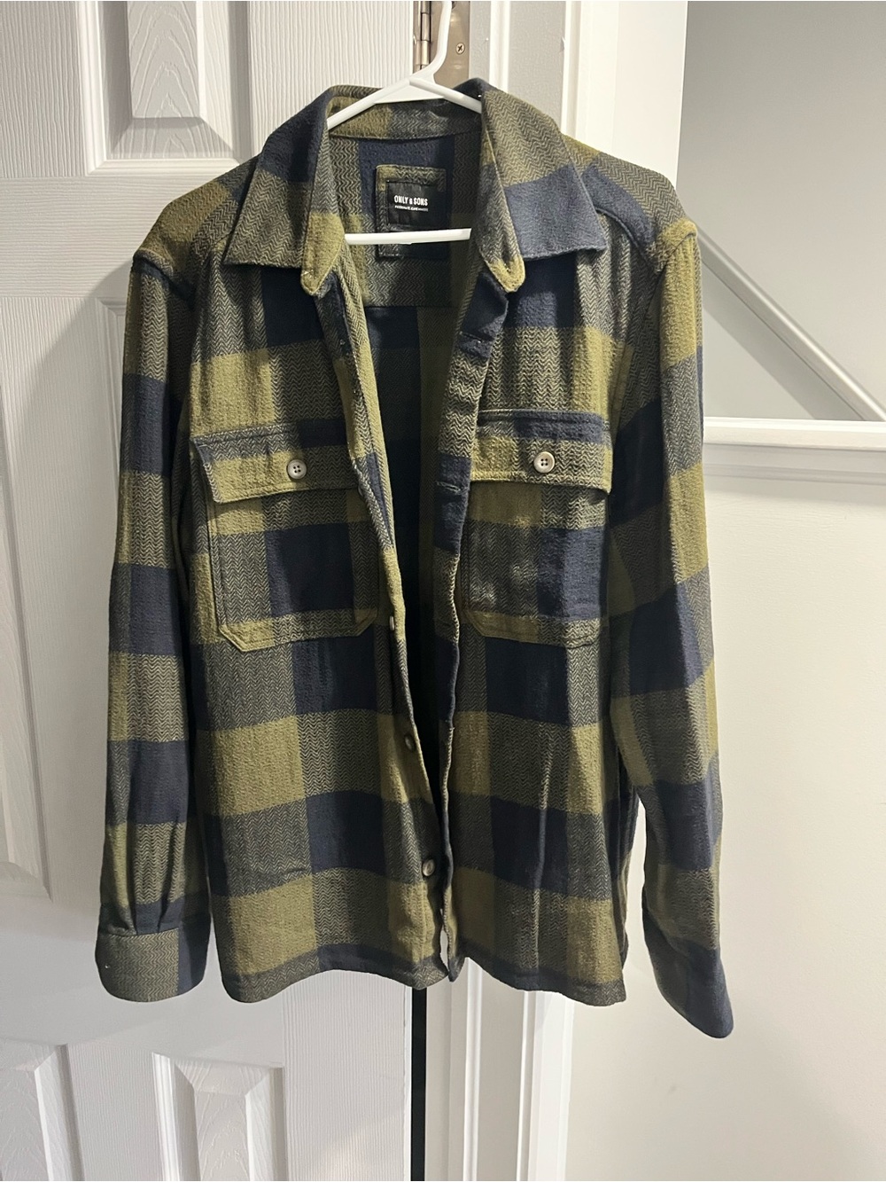 ONLY & SONS Olive and Navy Plaid Shirt Jacket